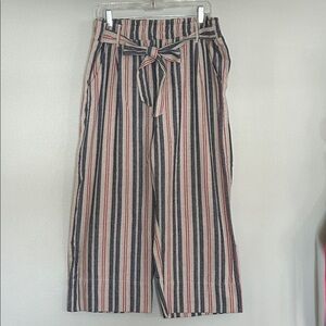 Knox Rose Cropped Striped Wide-Leg Pants with Tie Waist size xl